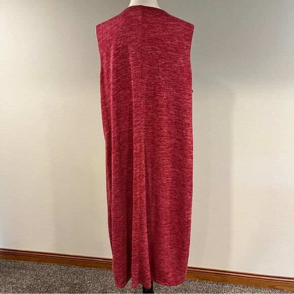 LuLaRoe Joy raspberry color open sleeveless duster / long cardigan size large - Picture 5 of 9